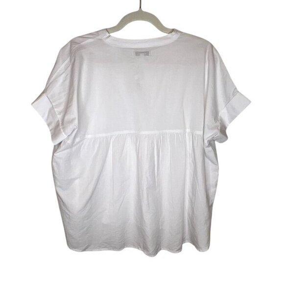 Madewell Lakeline Pipeline Popover Shirttail Top Small White Relaxed Fit NWT - Picture 5 of 8